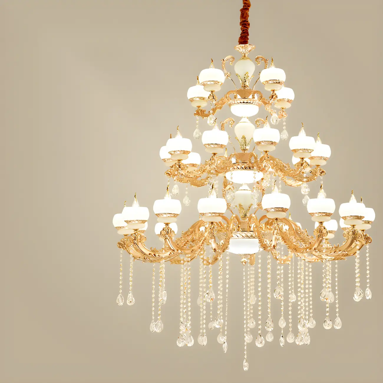 Large Gold Multi-Tier up Light Crystal Pendant Ceiling Chandelier