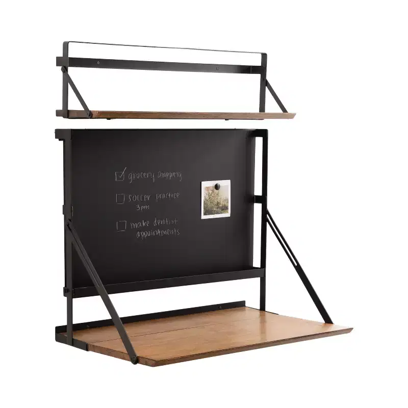 McAllister Rectangle Metal Wall Mounted Desk, 27x18x30, Rustic Brown