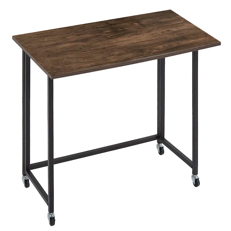 Rolling Folding Computer Desk 31.5, No Assembly Required, Space-Saving Foldable Laptop Table for Home Office