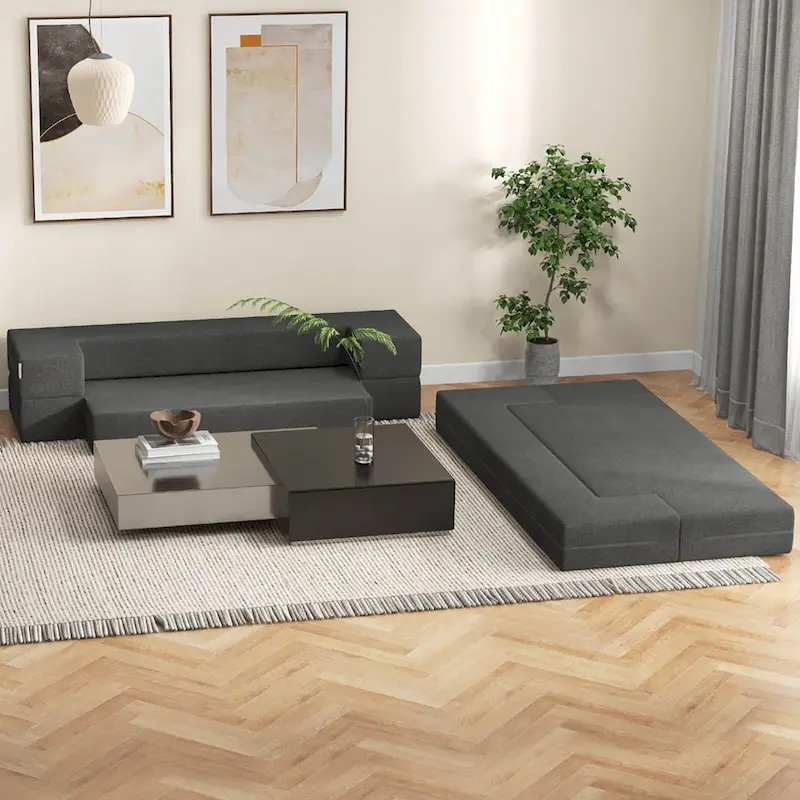 Costway 8-Inch Folding Sofa Bed with High-density Foam & Washable