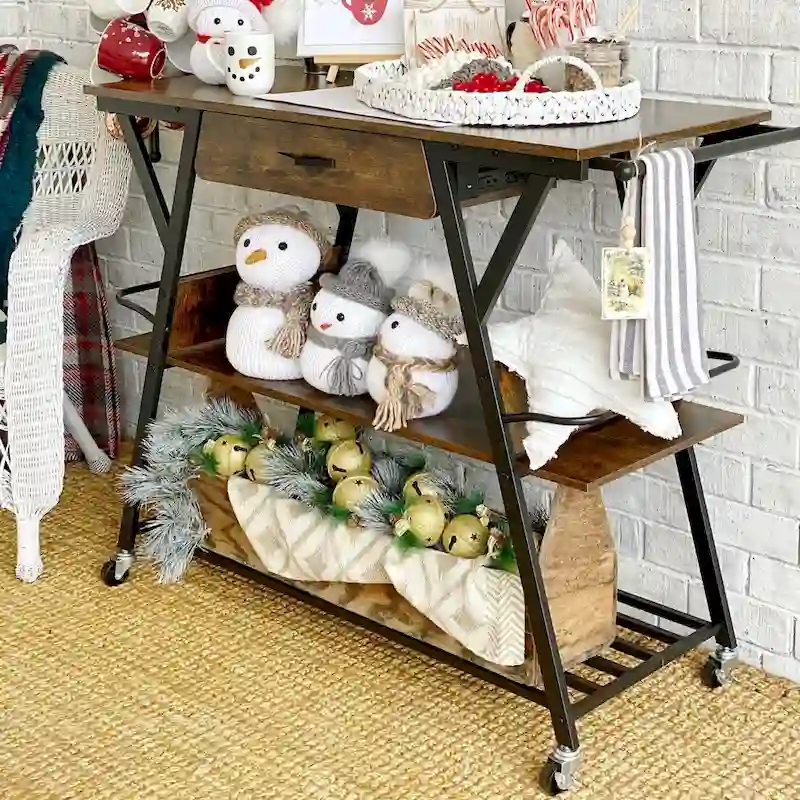 41.7 inch Wide Rolling Kitchen Island with Drawer - 41.7 inch