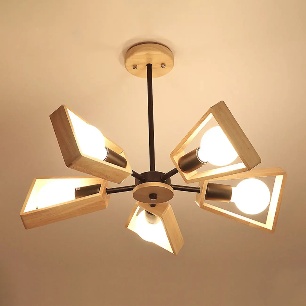 Modern Wood LED Chandelier for Living Room Decor