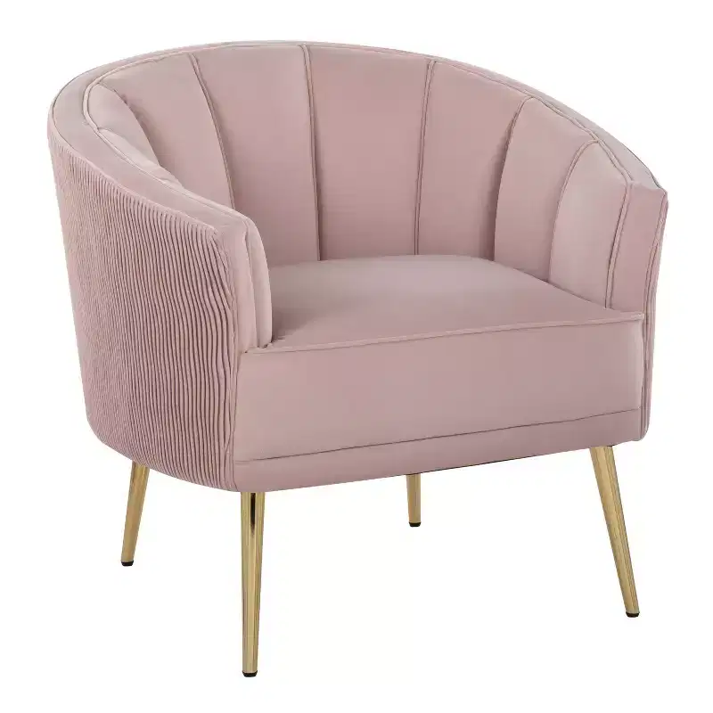 Green Velvet Tufted Barrel Accent Chair, Single Seat