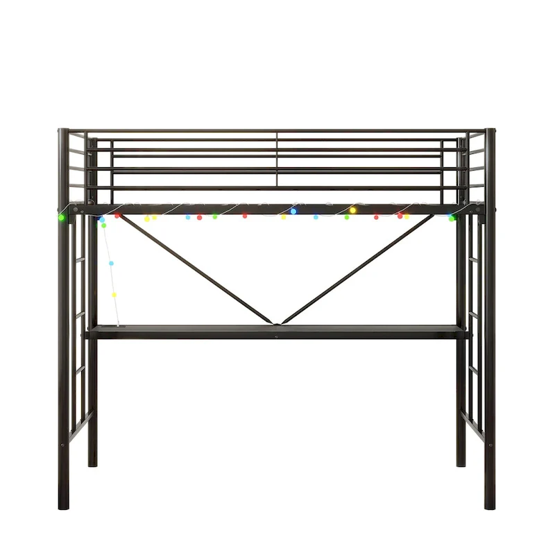 Heavy Duty Metal Bunk Bed Frame with Safety Guard Rails