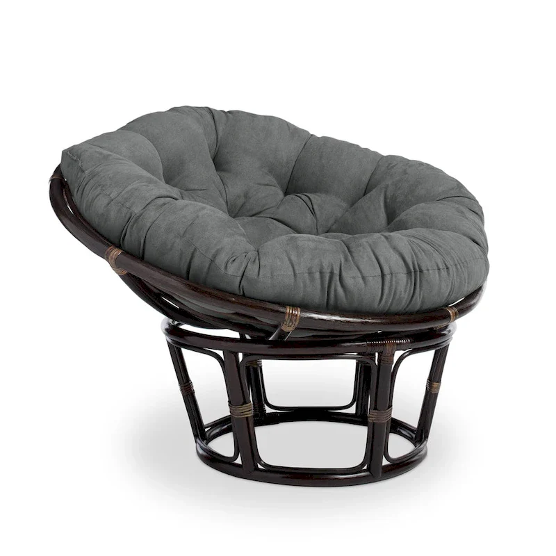Bali 42-inch Rattan Papasan Chair with Microsuede Cushion