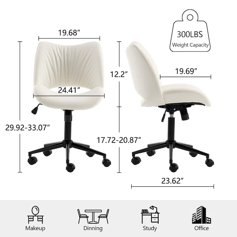 Swivel Armless Ergonomic Office Chair with Wheels