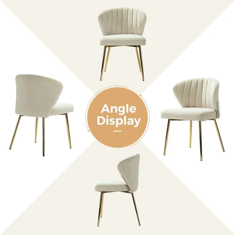 Modern Glam Upholstered Tufted Back Side Accent Dining Chair with Small Base