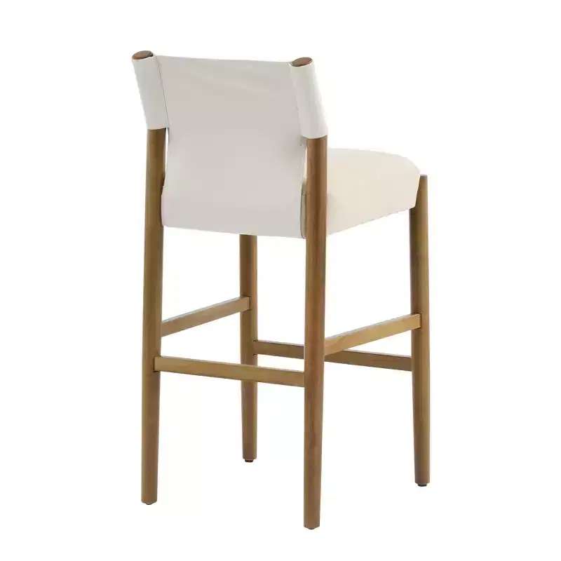 Homy Casa Set of 2 Modern 28.5 Solid Wood Bar Stools with Upholstered Seats, White