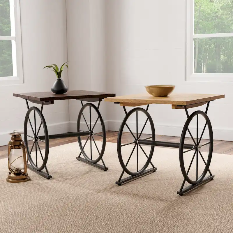 Dietrich Industrial 19-inch Metal Wheel Side Table by Carbon Loft