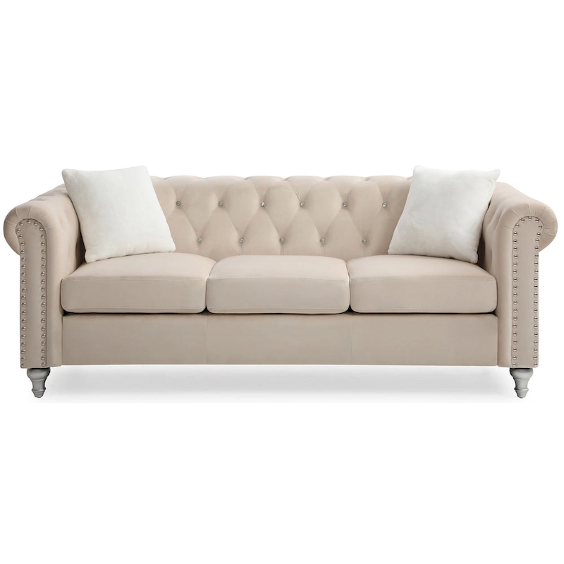 Raisa Microsuede Velvet Tufted Sofa