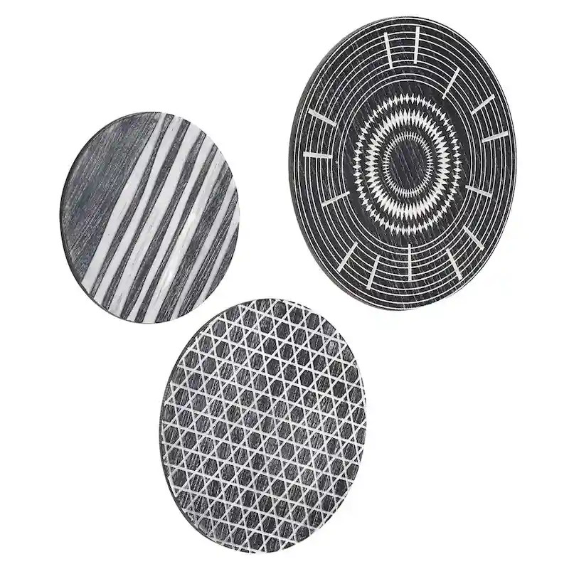 Contemporary Round 3-Piece Wall Decor Set - Dark Grey