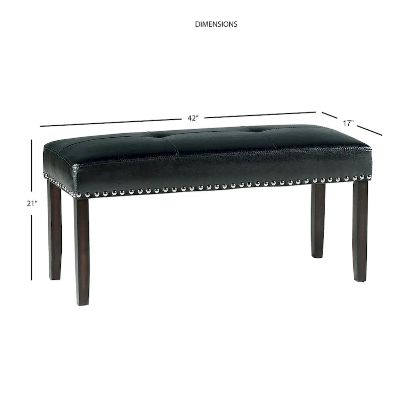 Steve Silver Winlock Faux Leather Dining Bench with Nailheads,