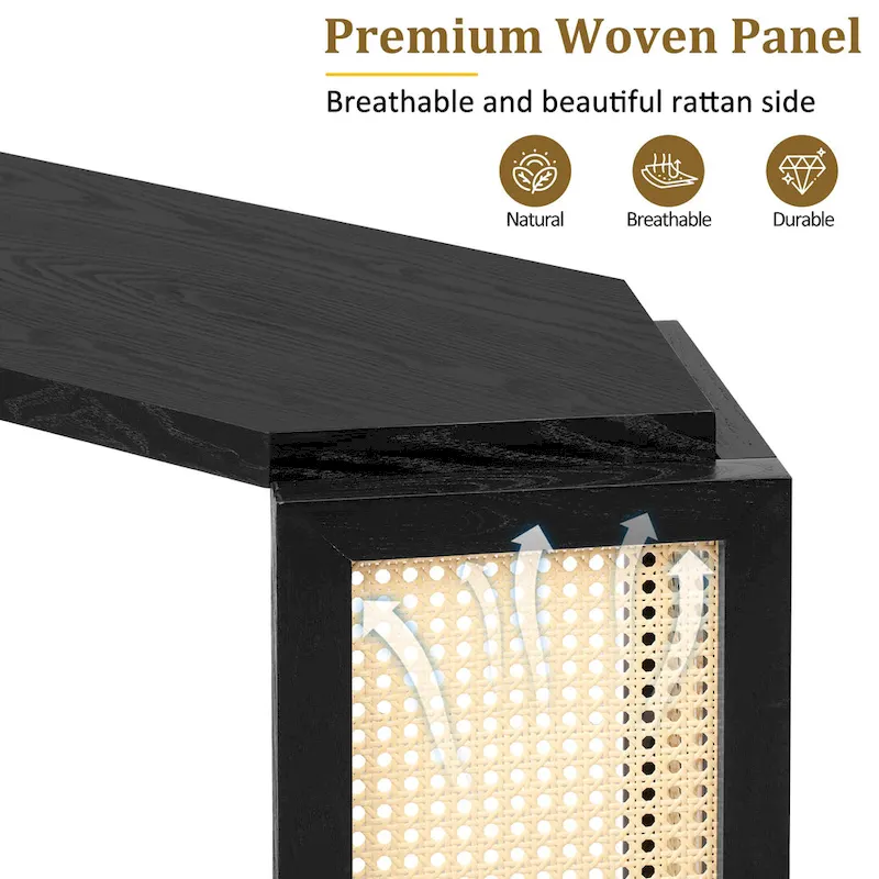 53 Arrow Console Table with Woven Rattan