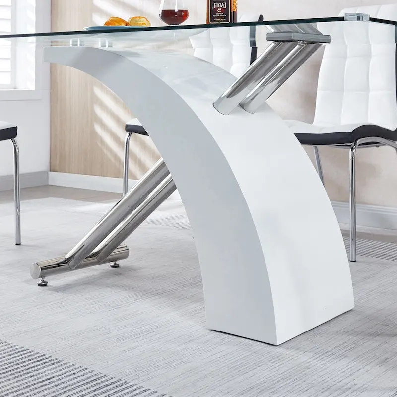 Rectangular Glass Top Dining Table