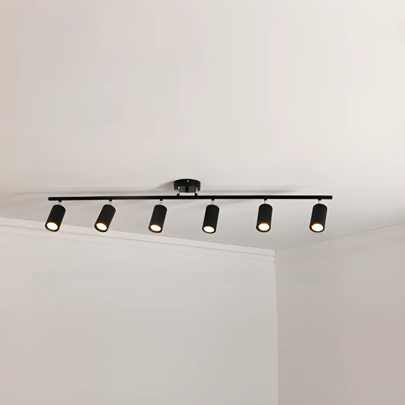 Modern Cylinder Semi-Flush Mount Metal Track Light