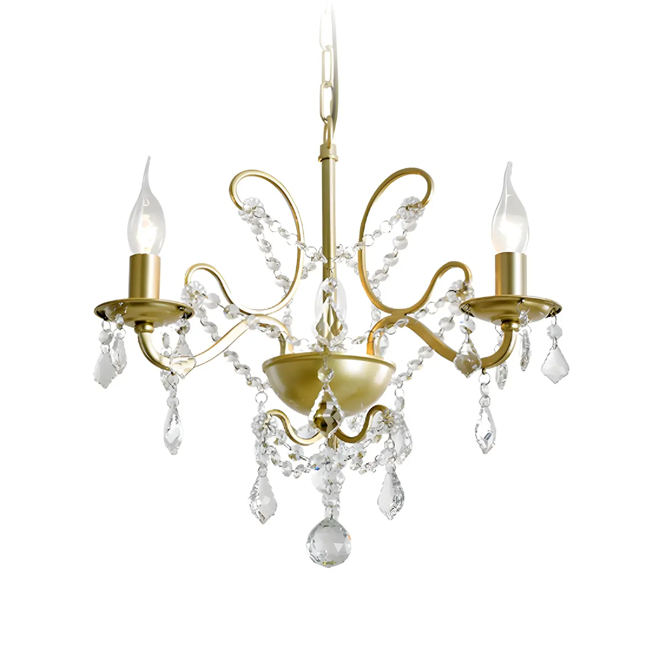 Gold Crystal Curved Metal Elegant Chandelier Light