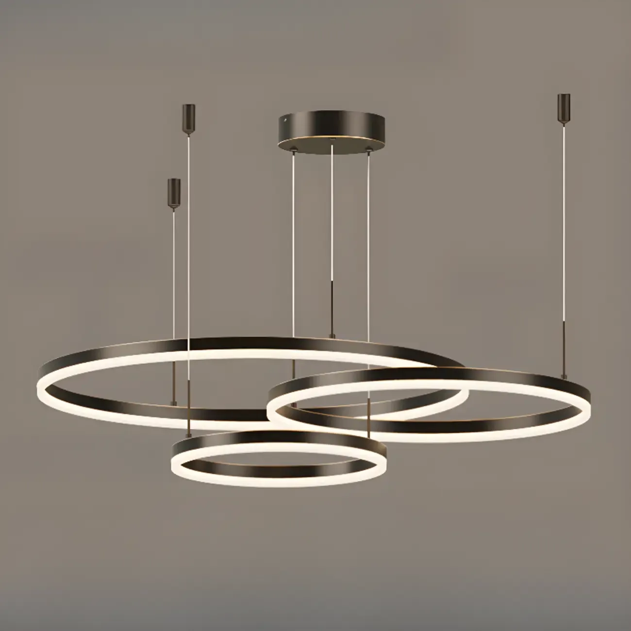 Modern Gold Multi-Circle Tiered Metal Ring LED Chandelier