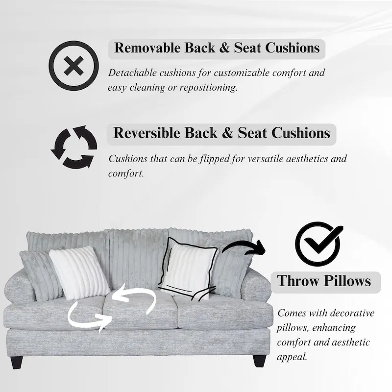 Roundhill Oasis 2-Piece Living Room Set, Sofa and Loveseat