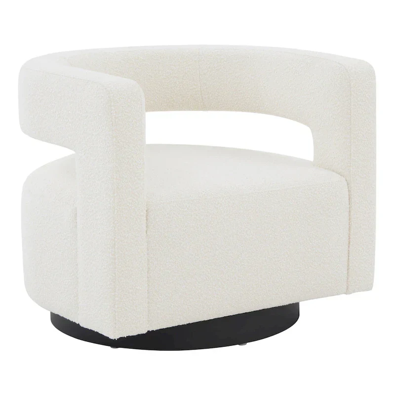Upholstered Swivel Chair with Cut-Out Back