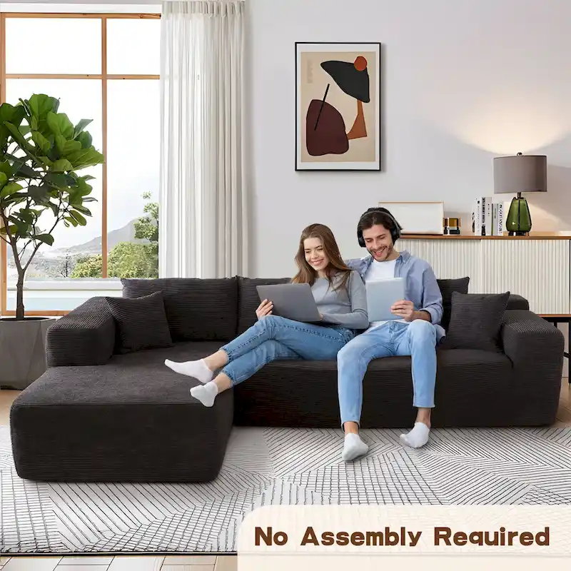 OVIOS Pit Stripes No Assembly Required Chaise Sofa