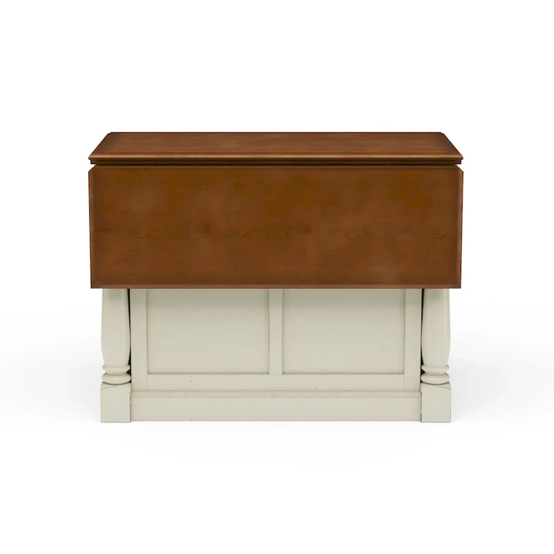 3-Piece Off-White Wood Kitchen Island Set with Drop Leaf Wood Top - 48' x 25' x 36'