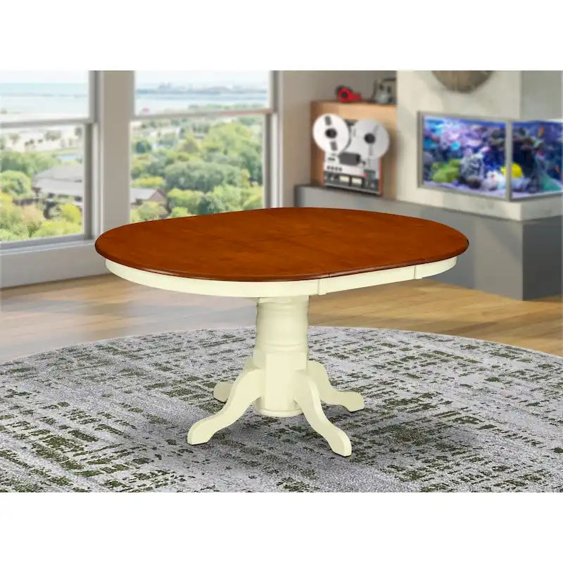 East West Furniture Kenley Modern Kitchen Table - an Oval Dining Table Top with Butterfly Leaf & Pedestal Base, (Finish Options)