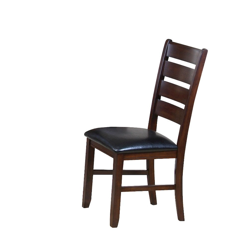 Faux Leather Ladder Back Side Chairs and Solid Wood Set of 2 - 23 L x 20 W x 40 H