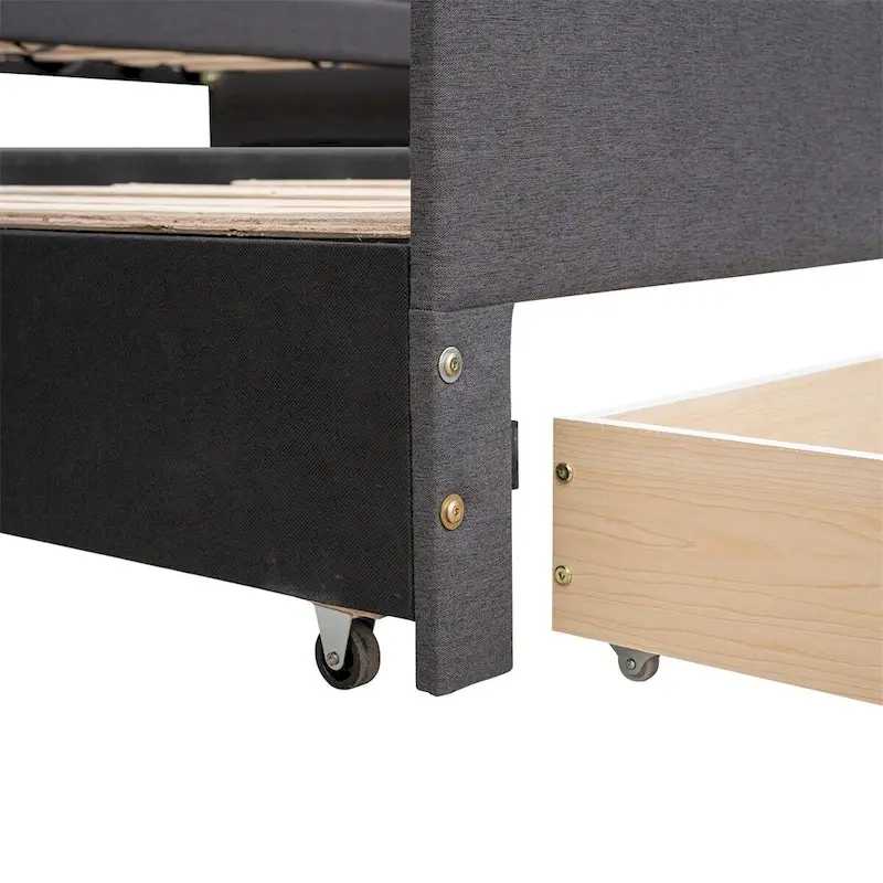 Merax Twin Upholstered Daybed with Trundle, 3 Drawers