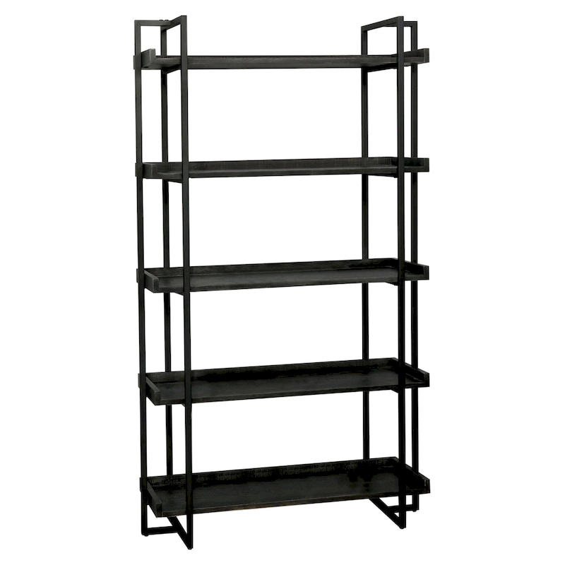 Ganesh Rustic Black Metal 5-Tier Ladder Shelf by Carbon Loft