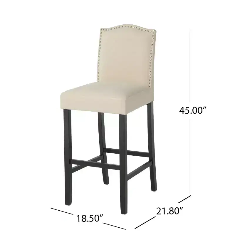 Christopher Knight Home Leona Upholstered Bar Stools with Nailhead Trim and Arched Back (Set of 2)