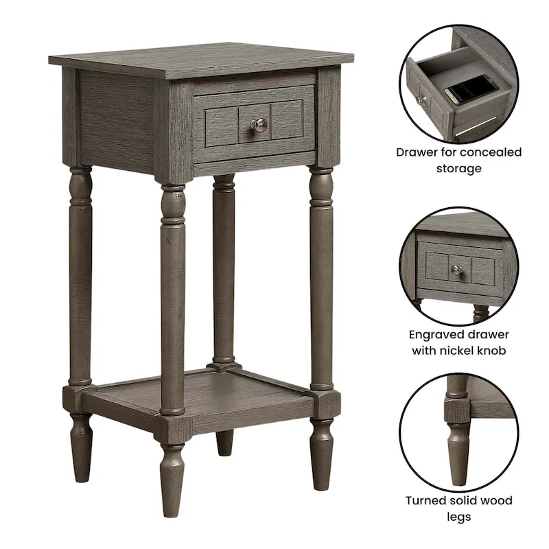 Convenience Concepts French Country Khloe 1 Drawer Accent Table with Shelf