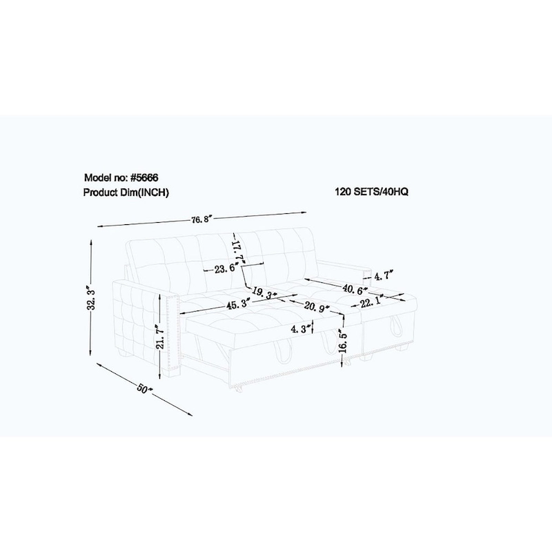 Classic and Cozy L-shape Pull-out Sleeper Sectional Sofa
