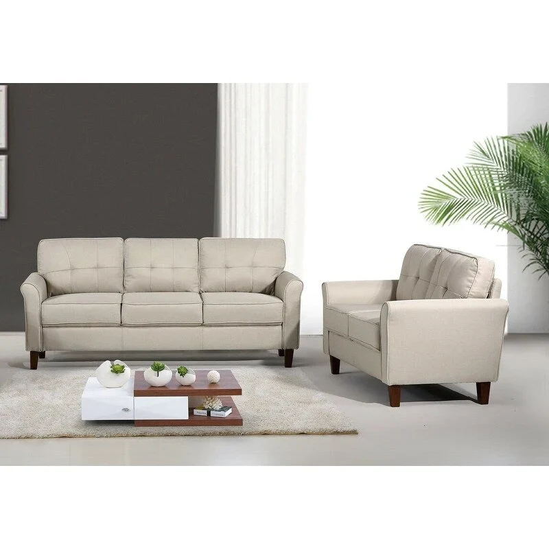 Kouchouk Tufted Mid Century 2 Piece Living Room Set- Loveseat & Sofa