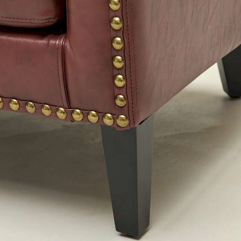 KINWELL 50W Tufted Faux Leather Upholstered Small Loveseat Sofa