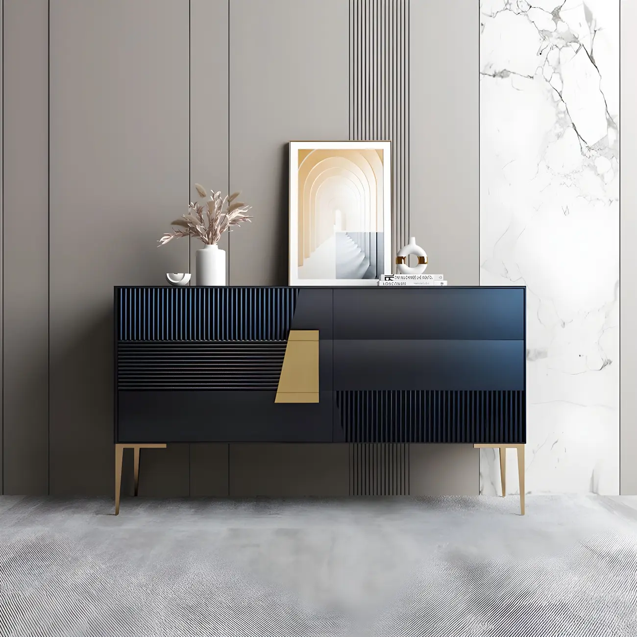 Elegant Espresso Wood Buffet Table with Drawers