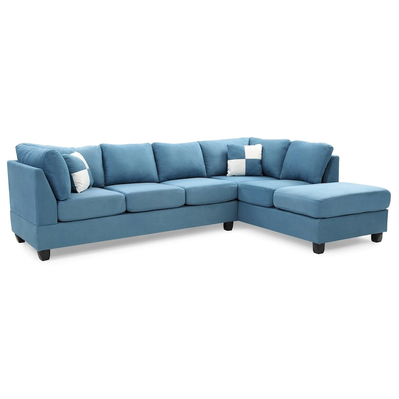 Malone 111 in. Suede 4-Seater Sectional Sofa with 2-Throw Pillow - 111L x 78W x 34H