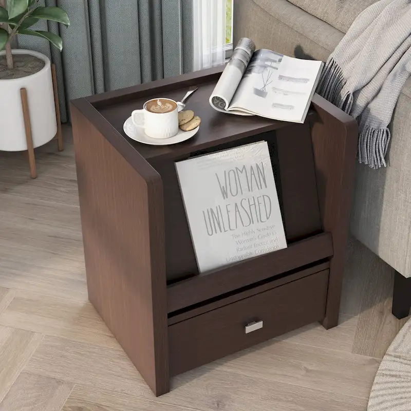Dine Modern Walnut 18-inch 1-Shelf Side Table by Furniture of America