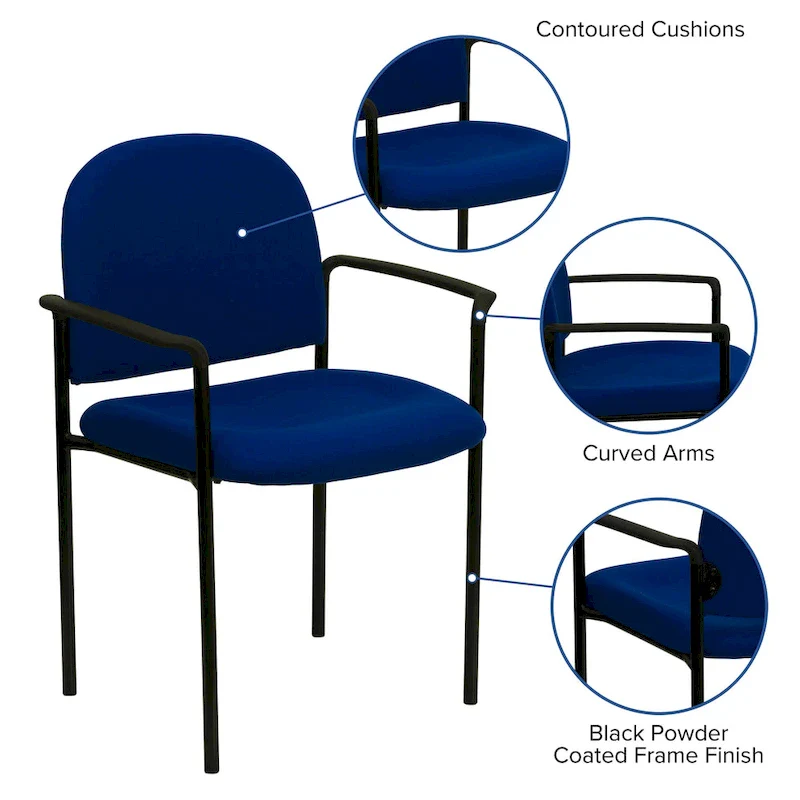 Stackable Steel Reception Chair with Arms - Padded Seat (Single)