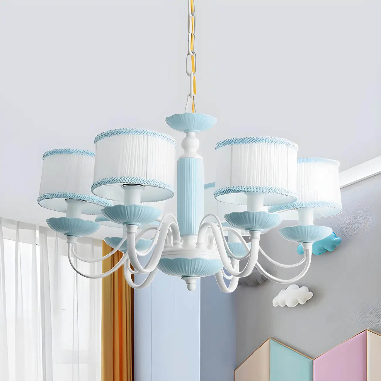 Pink Glass Retro Flower Shaped Chandelier Light