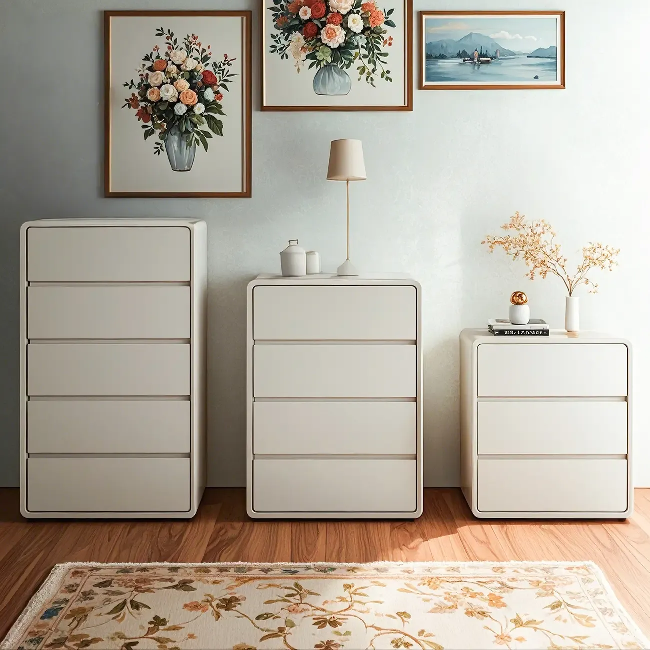 Classic Wooden Dressers in Beige with Soft Close Drawers