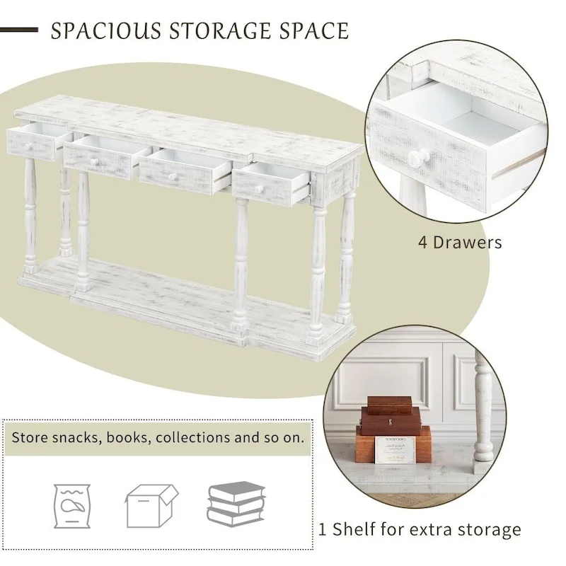 Antique Black Console Table - 63