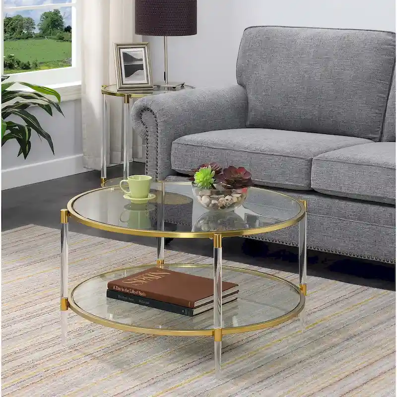 Convenience Concepts Royal Crest 2 Tier Acrylic Glass Coffee Table