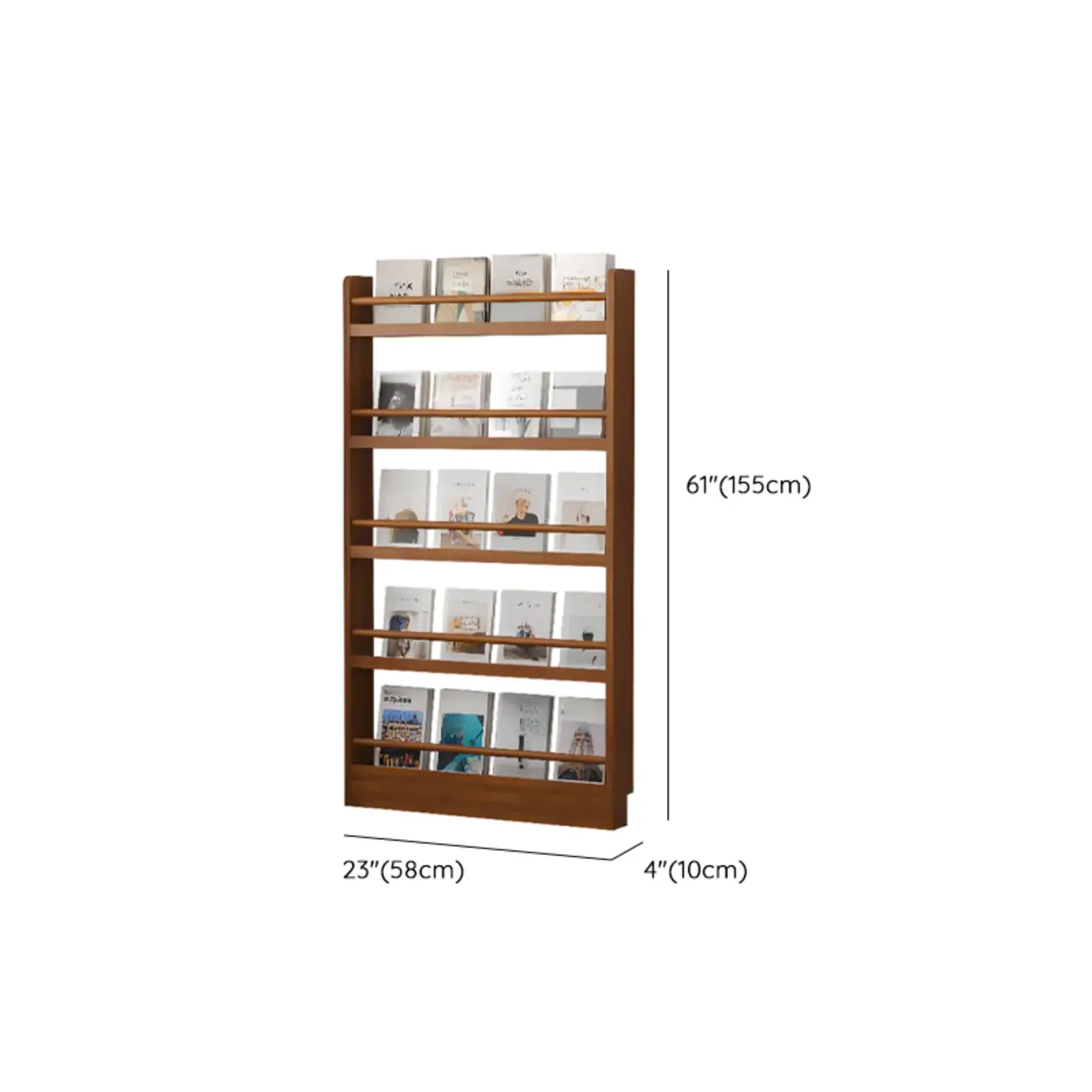 Rustic Brown Oak Bookcase Open Rectangular BookShelves