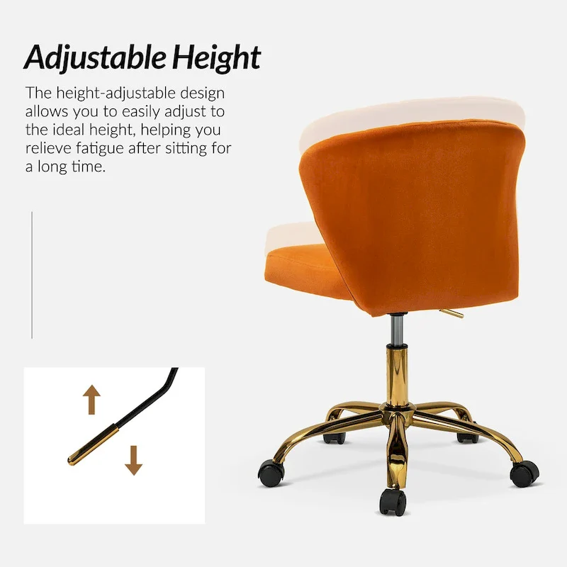 Ilia Modern Velvet Wingback 360 degree Ergonomic Office Task Chair with Channel Tufted Back by HULALA HOME