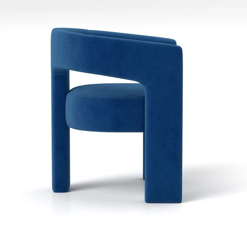 Modern Glam Velvet Upholstered Dining Chair, Open-Back Accent Chair