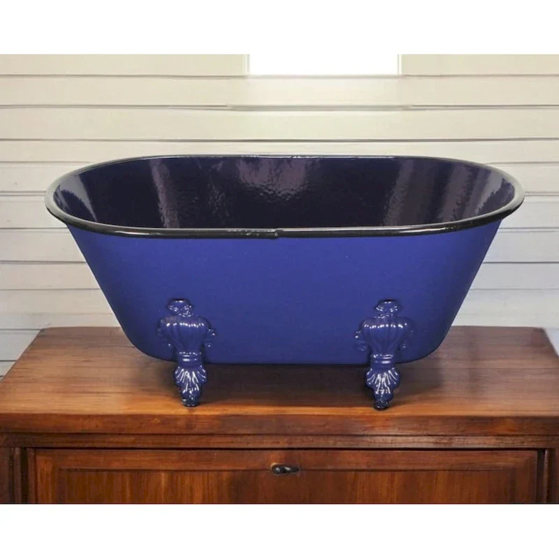 HomeRoots Jumbo Royal Blue Bathtub Decorative Sculpture - 12' X '5' X '6.5