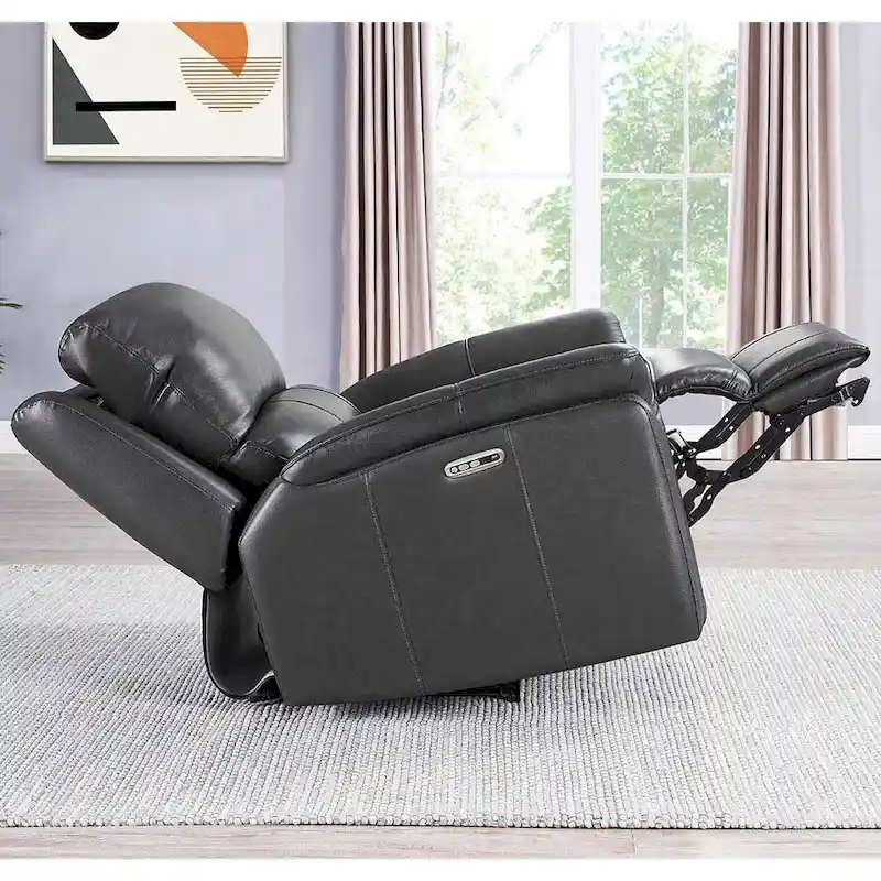 Hydeline Erindale Zero Gravity Power Recline and Headrest Top Grain Leather Sofa