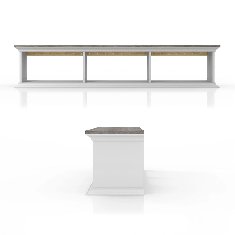 DH BASIC Transitional White 63-Inch 3-Shelf Floating TV Stand by Denhour