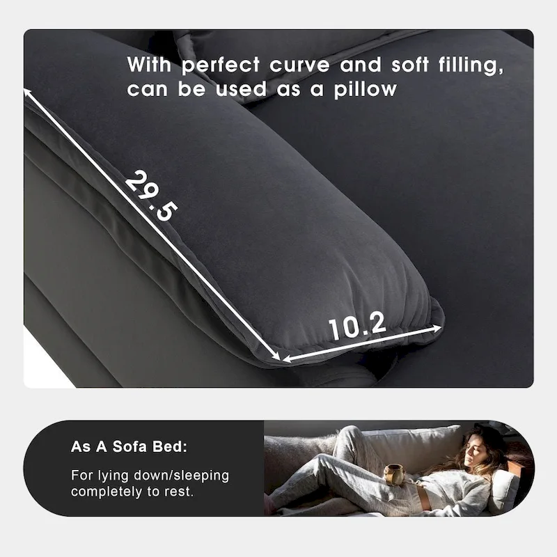 Modern U-shaped Sectional Sofa with Waist PillowsSleeper Sofa Couch with Chaise Lounge