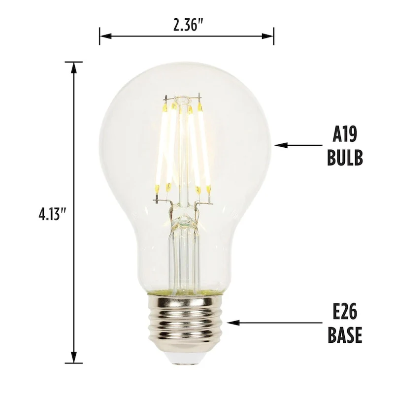Westinghouse Lighting 4.5-Watt (40-Watt Equivalent) Clear A19 Dimmable Filament LED Light Bulb, Medium Base - 6-Pack